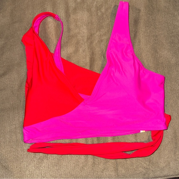 summersalt Other - summersalt Perfect Wrap Two-Tone Hot Pink & Red Bikini Top Size 12